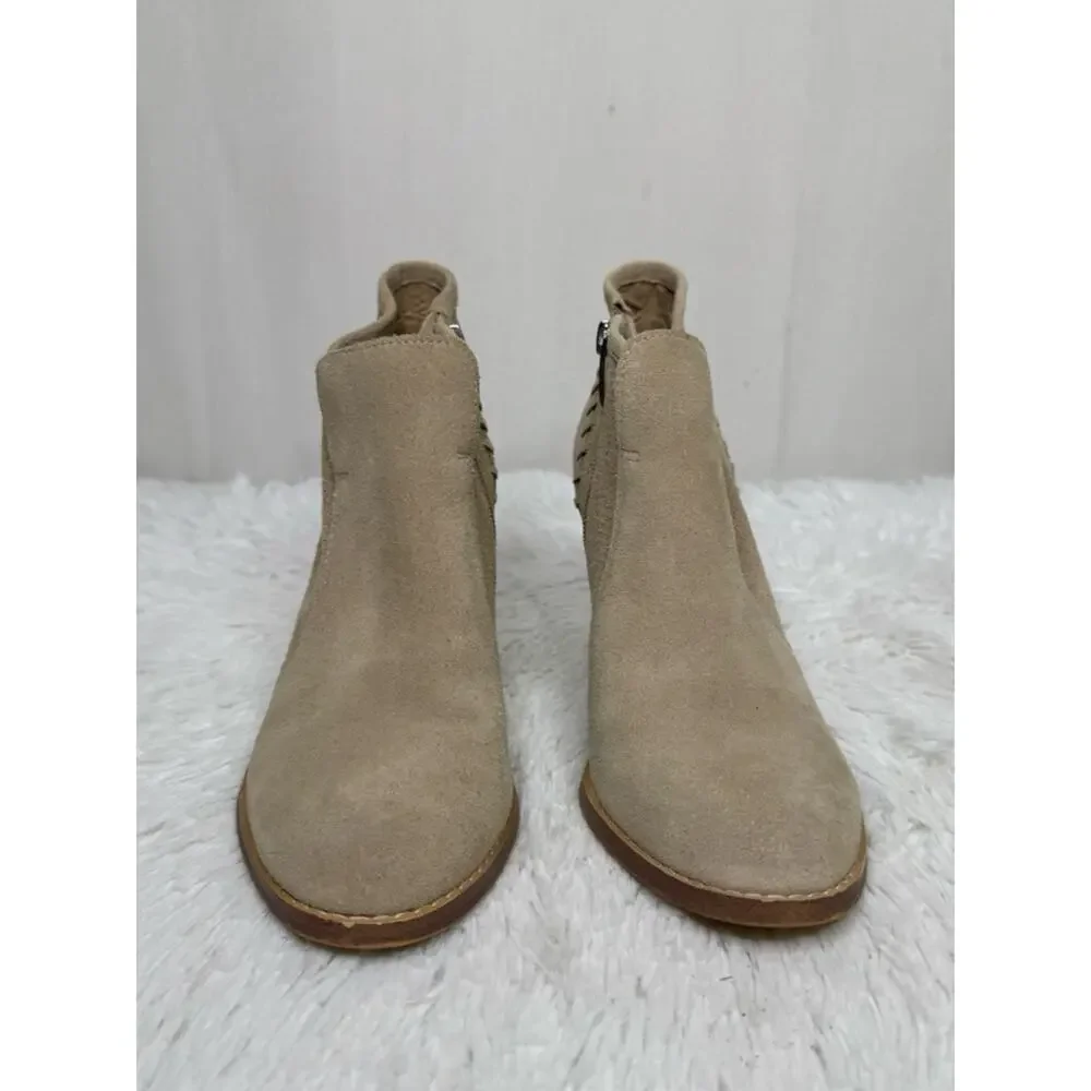 MARC FISHER / Cadis tan suede perforated heeled ankle booties / 7
